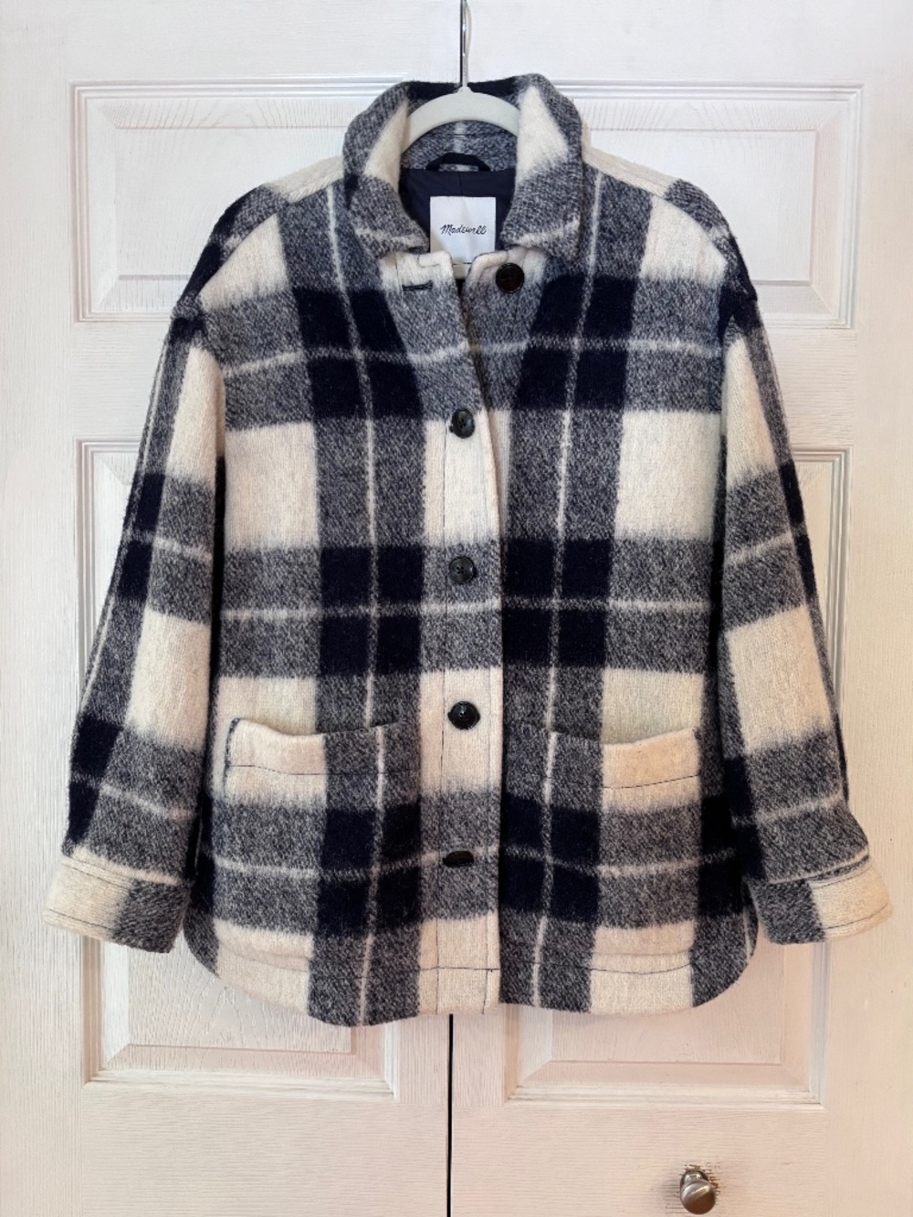 Madewell Blue White Colleton Plaid Walton Shirt-Jacket Size S